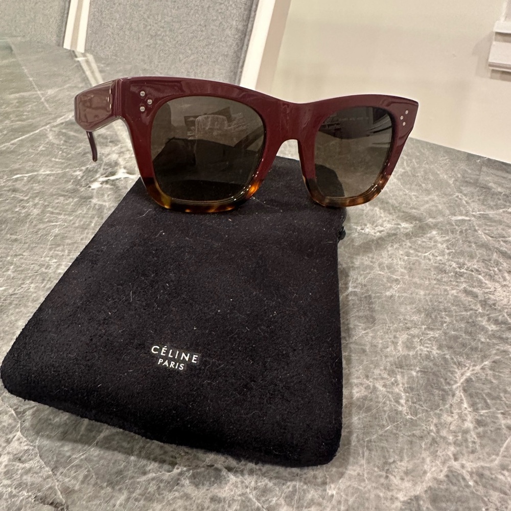 Women's CELINE Red and Brown Sunglasses - Picture 5 of 5